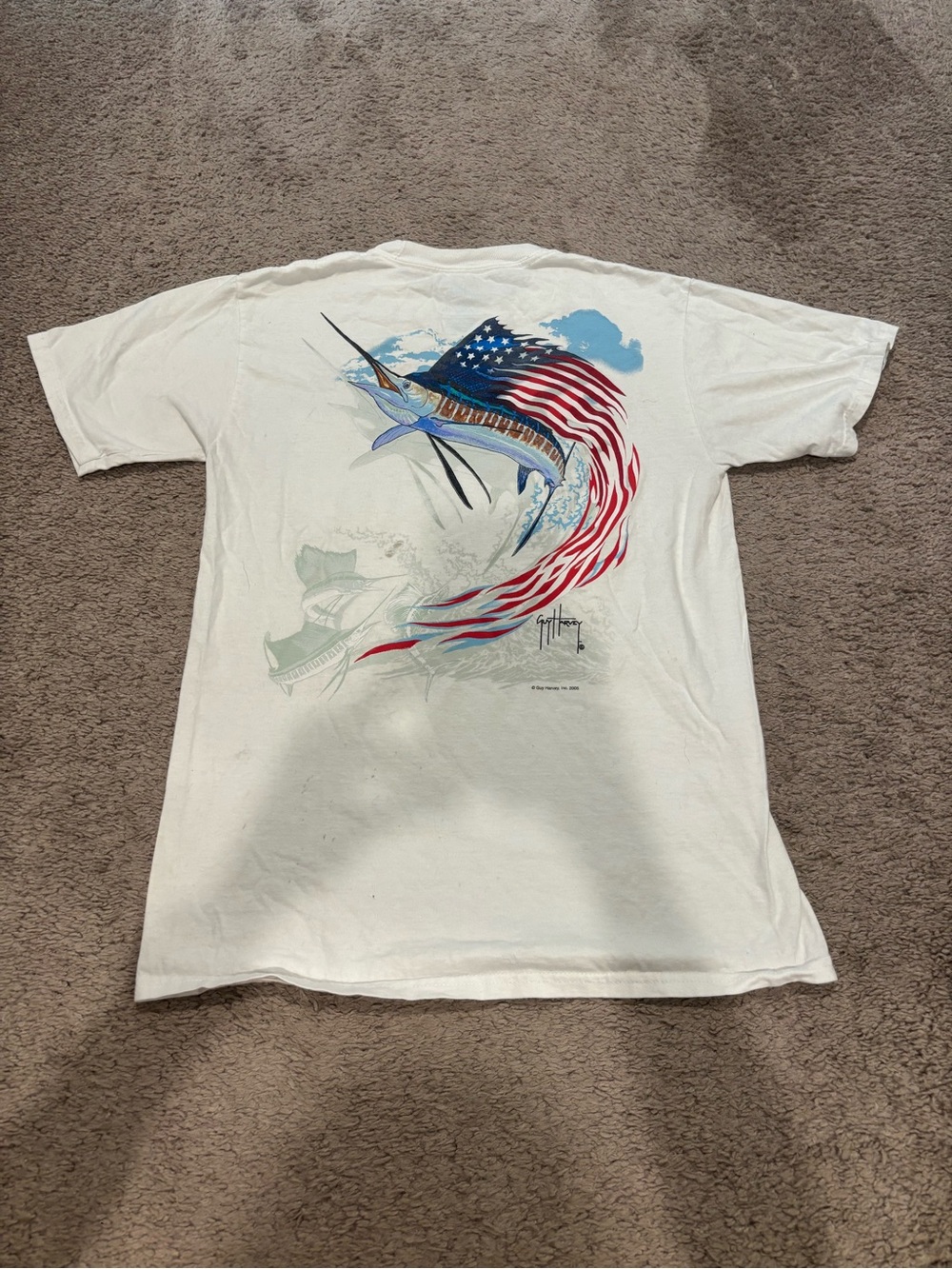 VTG Guy Harvey Star Spanged T-Shirt Youth Unisex Size S Sailfish Sport Fishing